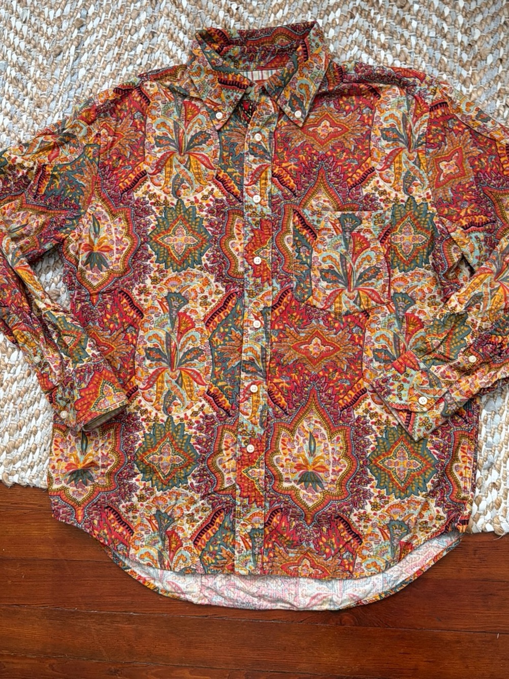 Robert Graham Multicolor Paisley Button-Down Shirt — Red, Orange, Green
